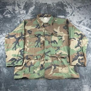 Vintage Jungle Fatigue Camo Field Shirt  X-Large